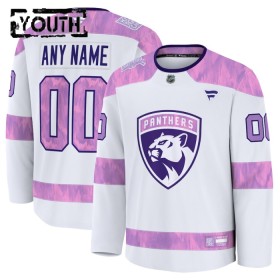 Florida Panthers Dresy Personalizované Fanatics Hockey Fights Cancer Practice 2024-25 Bílý - Dětské